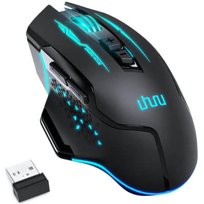 keyboard mouse Wireless Gaming Mouse, UHURU Wired and Wireless Dual Modes Rechargeable RGB Gaming